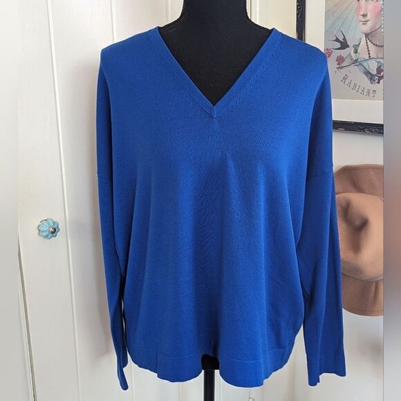 Eileen Fisher Quiet Luxury Preppy Coastal Classic Capsule Sailor Chic Sweater LG - Picture 2 of 13